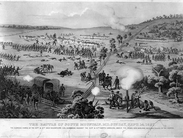 civil war battle scene black and white
