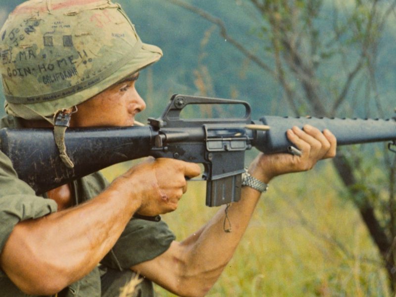 Firing M16 in Vietnam National Archives