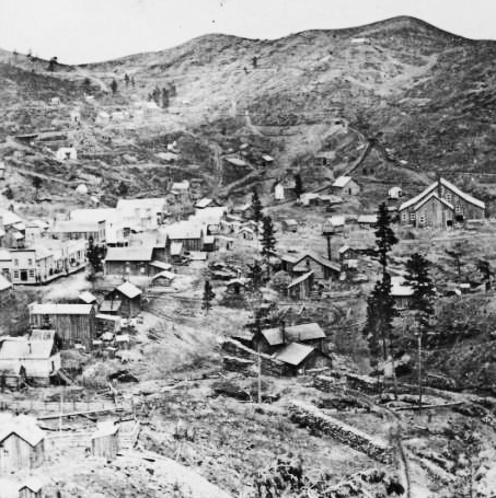 Black-and-white image of Gayville, South Dakota in 1877