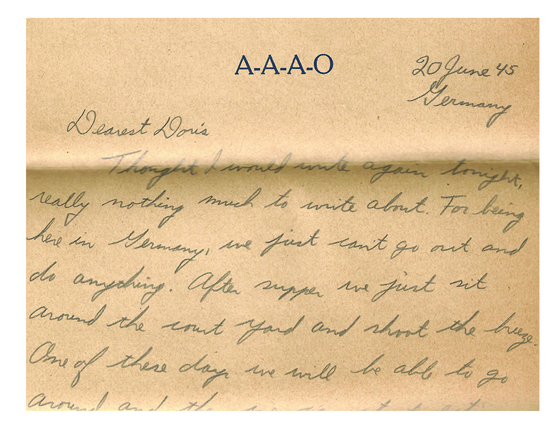 A seasoned cavalryman, Colonel Harry “Paddy” Flint was 55 when he took over command of the 39th Infantry Regiment in 1943, and gave it the distinctive slogan that marks Corporal Roger Elmer’s letters home (pictured).