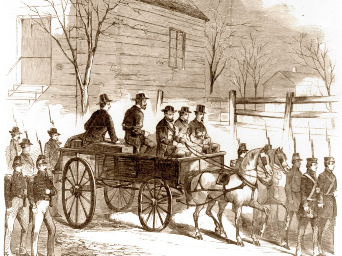 John Brown rides on his own coffin