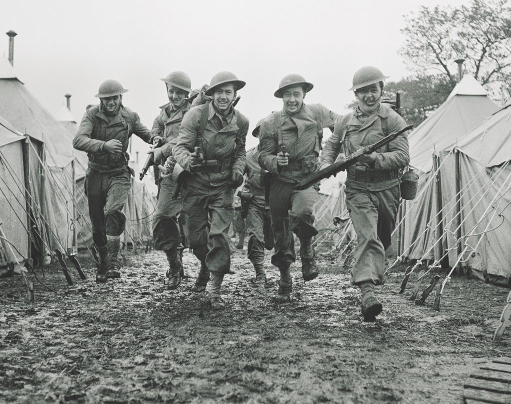 A group of fresh-faced American Rangers wearing British M1917 helmets ...