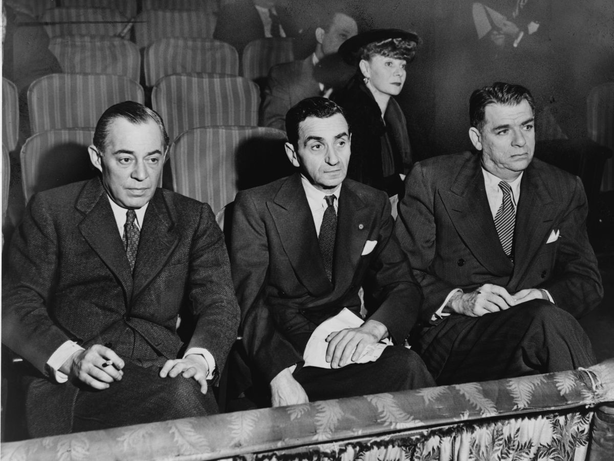 Musical creatives Rodgers (left) and Hammerstein (right), here observingauditions at the St. James Theatre in 1948, created some of the most popular musicals of the 20th century. (Library of Congress)