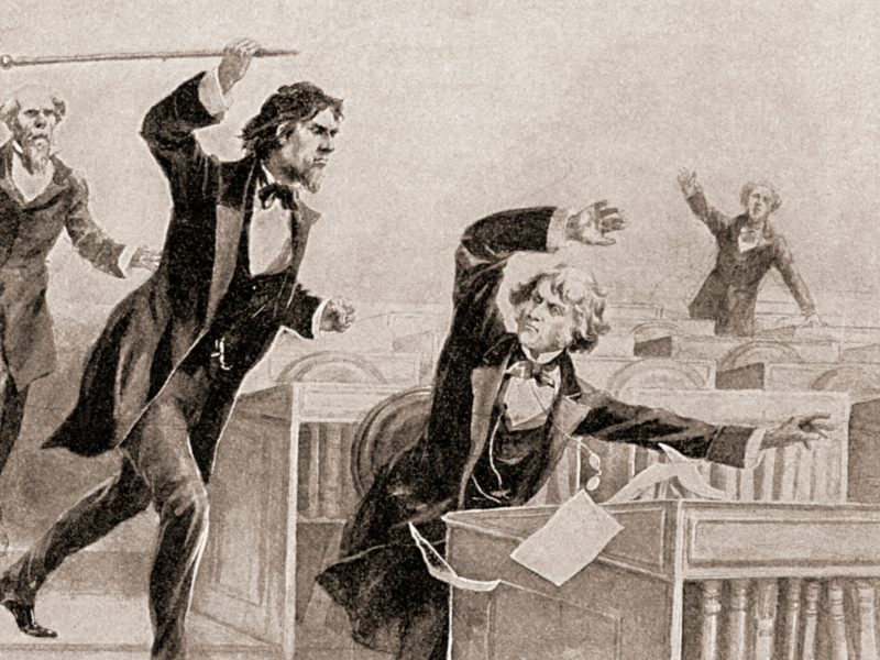 Brooks attacks Sumner in the Senate chamber