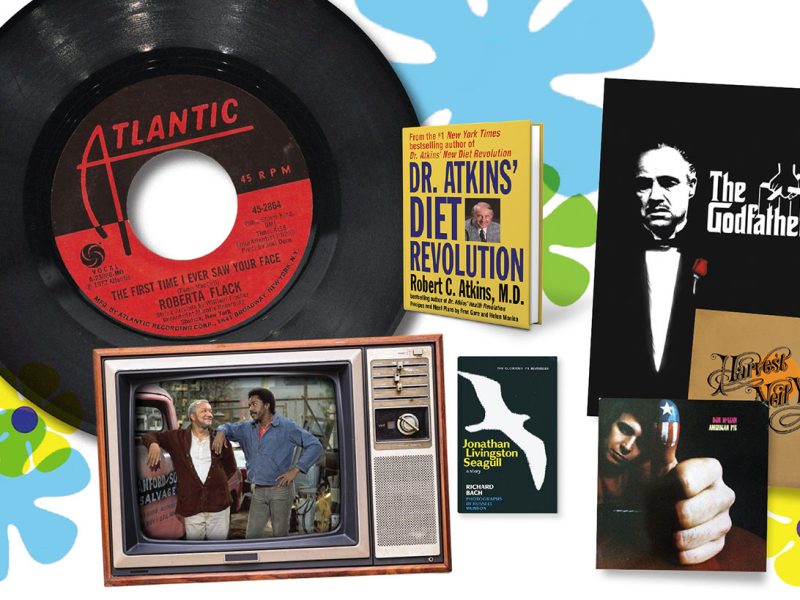 Photo montage of popular items from 1972.