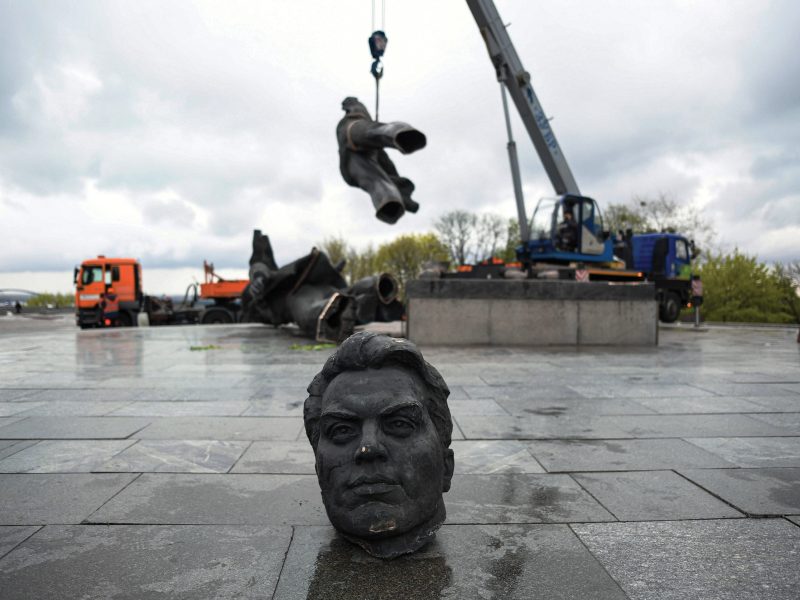 Dismantled Soviet-era monument in Kyiv