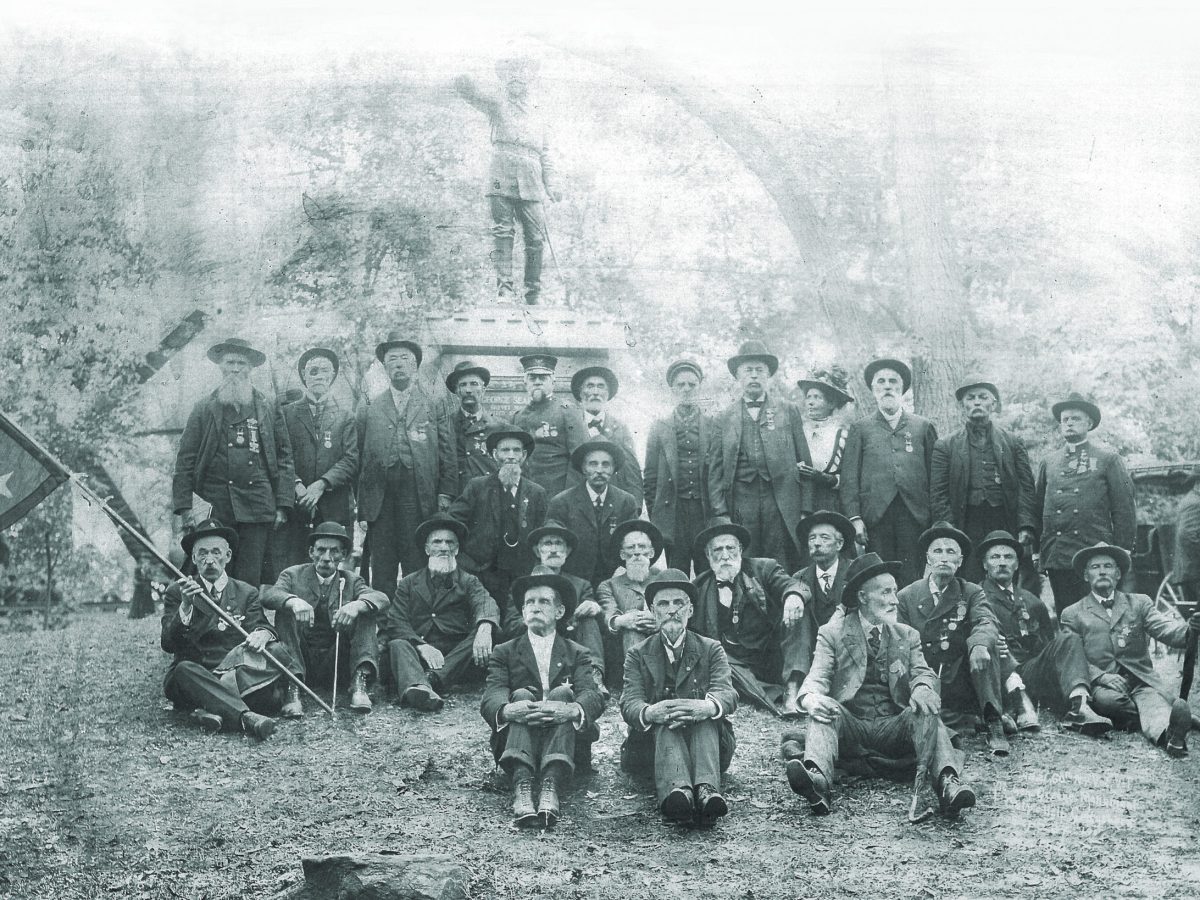People gathered at Greene Monument dedication at Gettysburg