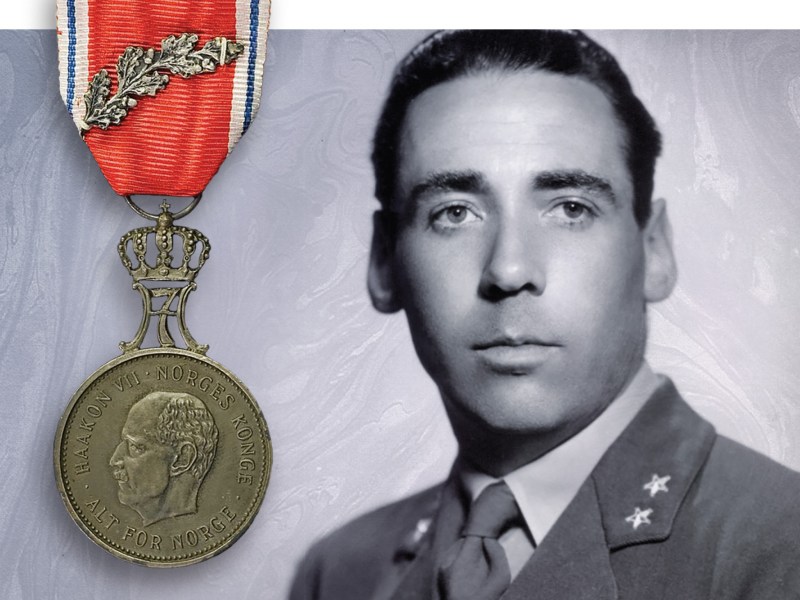 Jan Baalsrud, Arctic survivor, with St. Olaf's Medal
