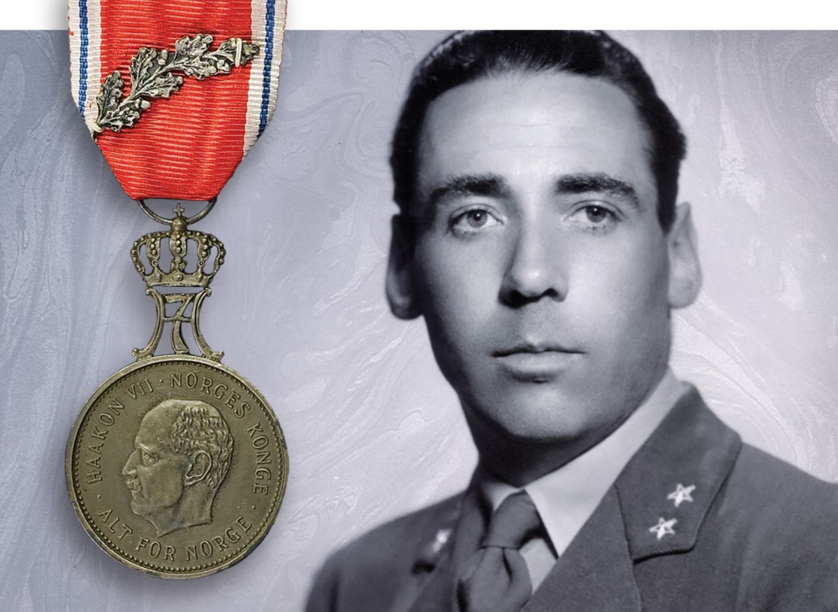 Jan Baalsrud, Arctic survivor, with St. Olaf's Medal
