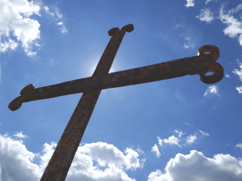Traditional French cross decorating a grave in Old Mines, Missouri.