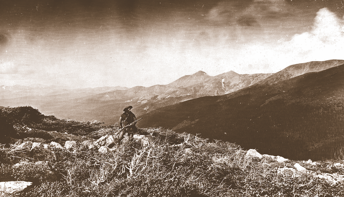 Harry Yount, America's first park ranger, poses at Colorado's Berthoud Pass