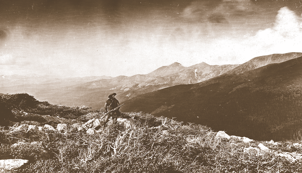 Harry Yount, America's first park ranger, poses at Colorado's Berthoud Pass