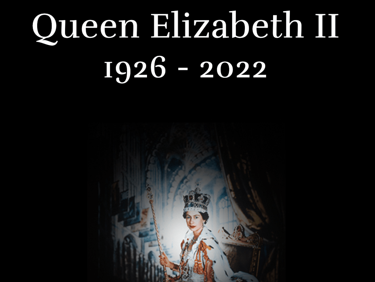 A screenshot from royal.uk announcing the death of Queen Elizabeth II