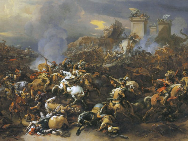 Greco-Macedonian army fights at Hydaspes River