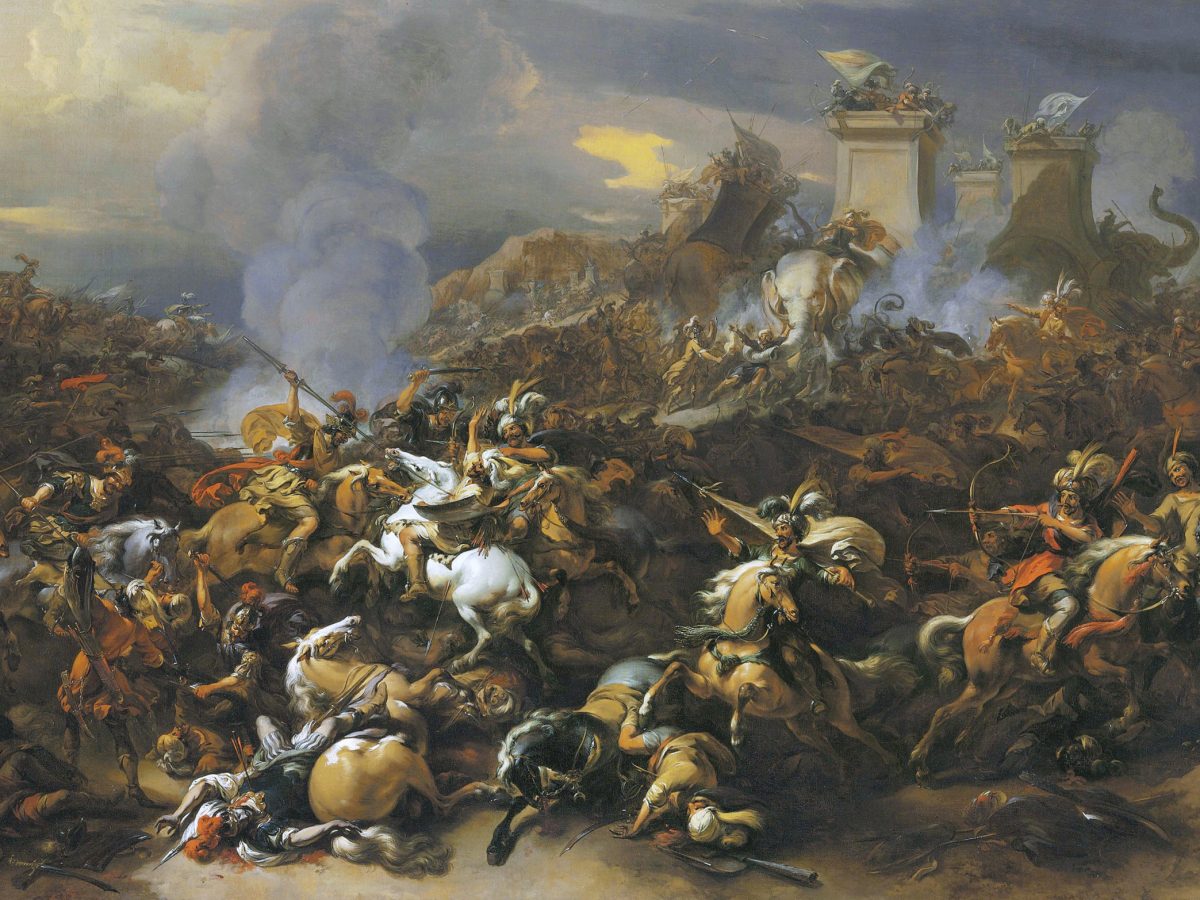 Greco-Macedonian army fights at Hydaspes River