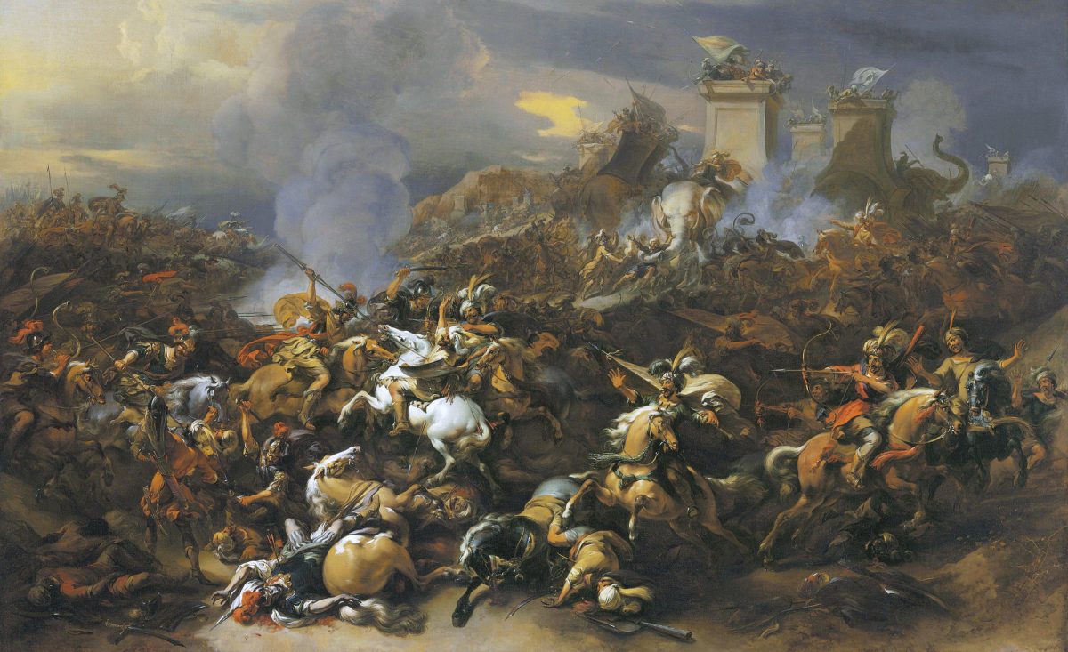 Greco-Macedonian army fights at Hydaspes River