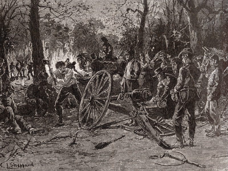 Confederates destroying railroad