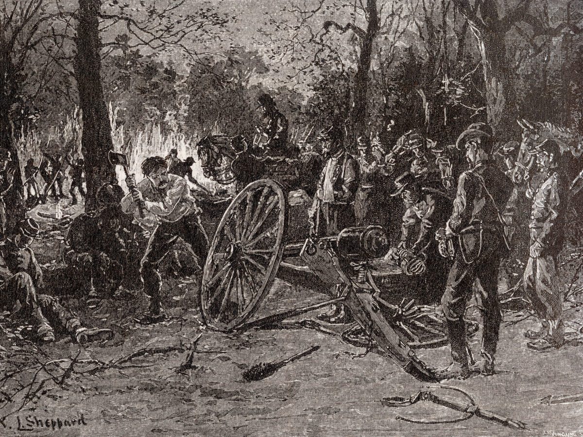 Confederates destroying railroad