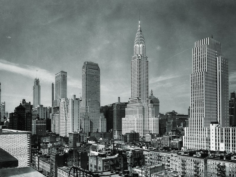 Photo of New York Skyline, Chrysler Building, 500 Fifth Avenue, New York, New York, 1920s.