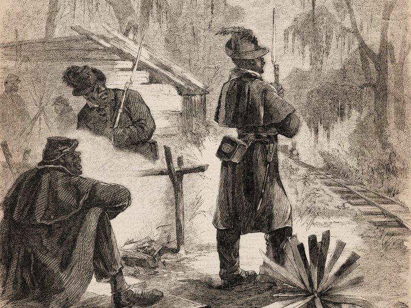 Louisiana Native Guards near railroad