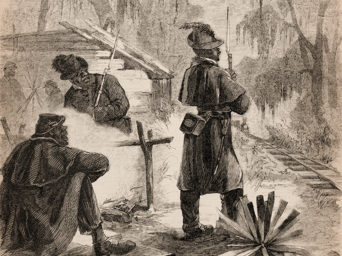 Louisiana Native Guards near railroad