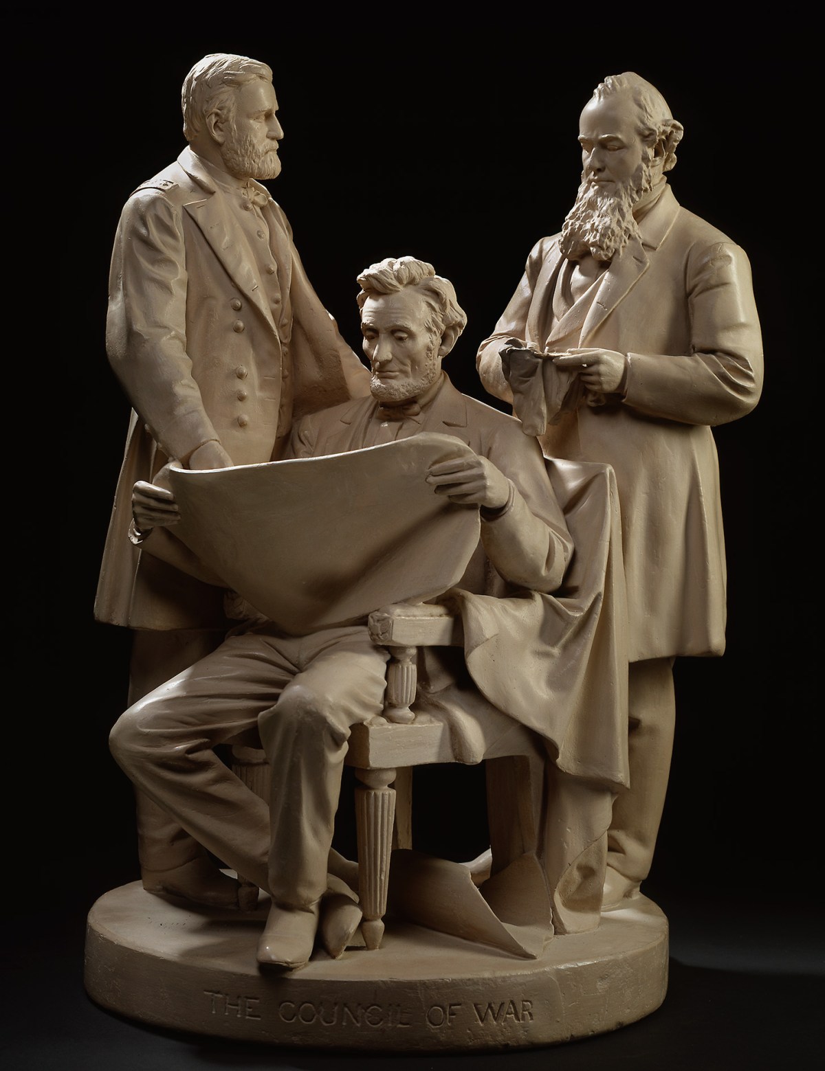 Sculpture of U.S. Grant, Edwin Stanton, and Abraham Lincoln