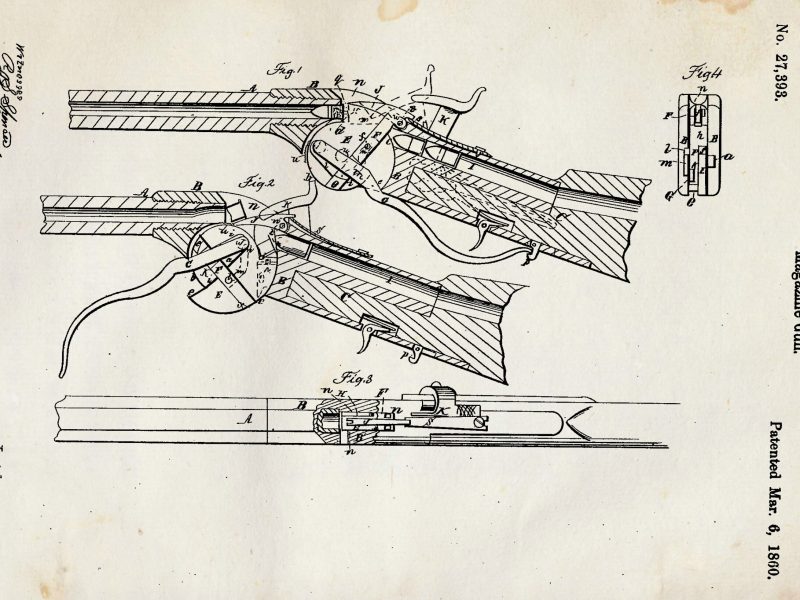 Spencer patent drawing for "magazine gun"