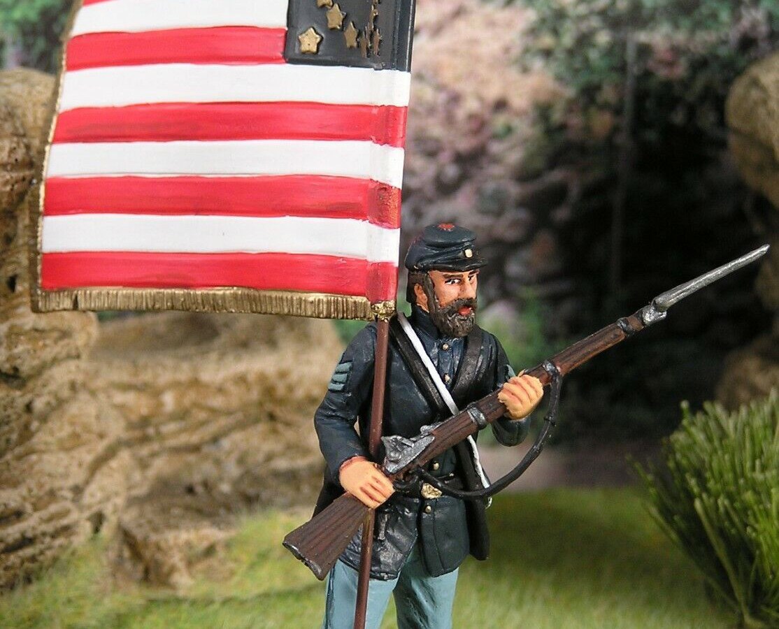 Andrew Tozier figurine holding flag and musket