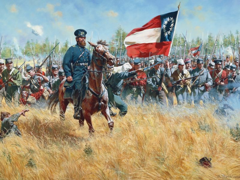 Jackson leads troops on horseback