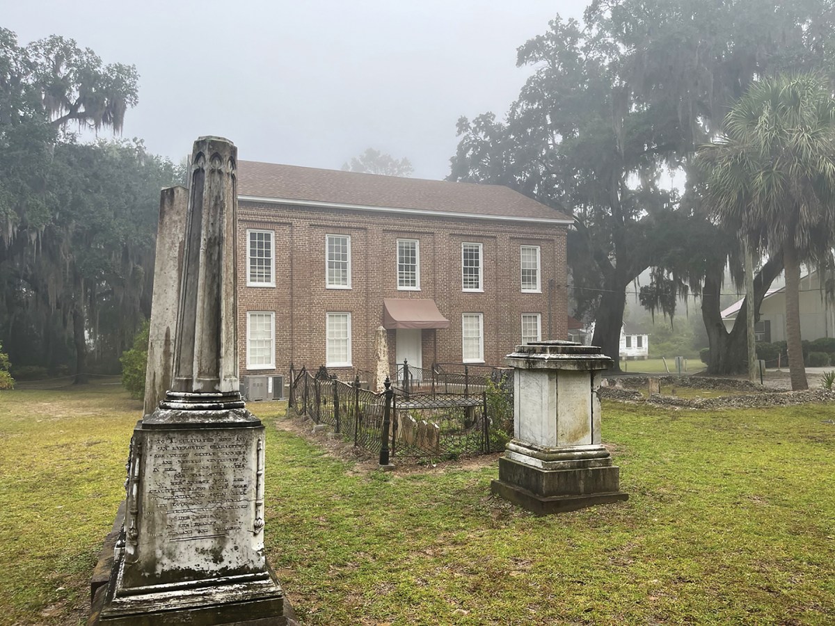 Photo of the brick Baptist Church on South Carolina’s St. Helena Island.