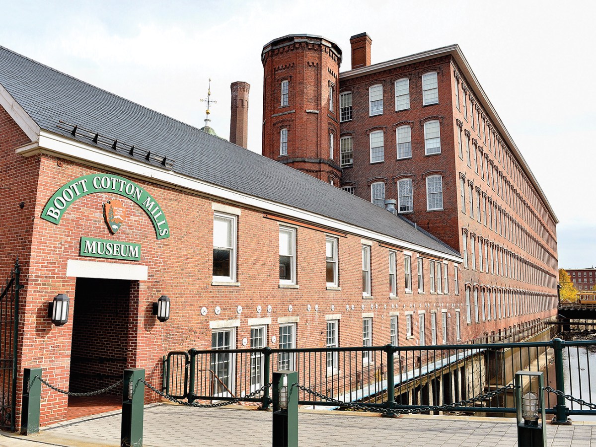 Photo of a general view of The Boott Cotton Mill Museum in the former textile manufacturing town of Lowell on the Merrimack River as part of the Lowell National Historical Park and the National Park Service on November 5, 2014 in Lowell, Massachuetts.