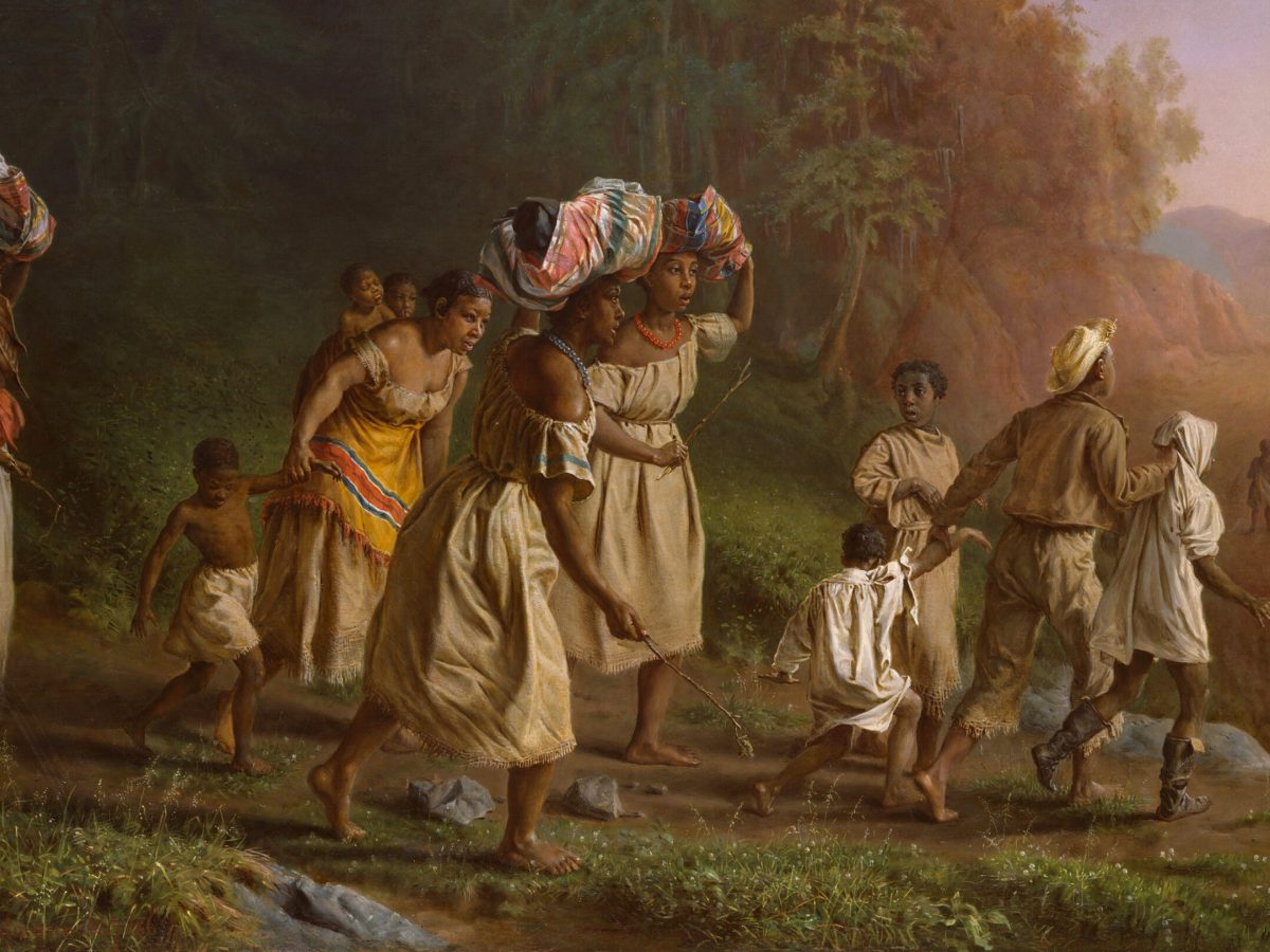 Group of enslaved people fleeing