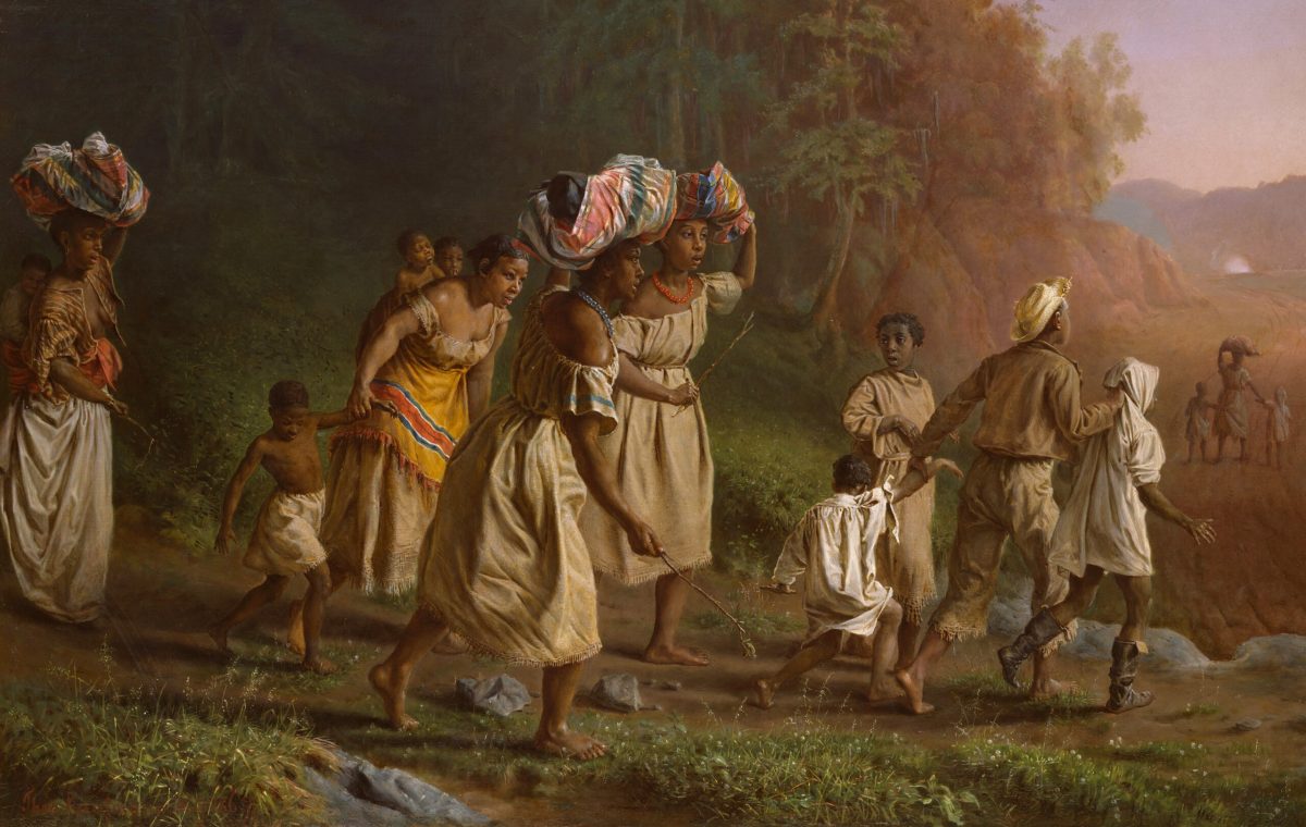 Group of enslaved people fleeing