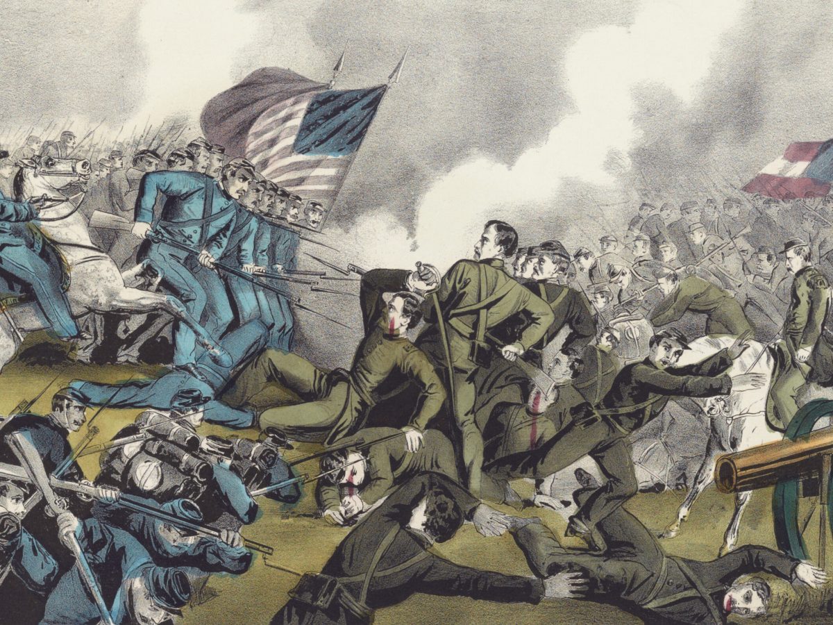 Lithograph of fighting at Antietam