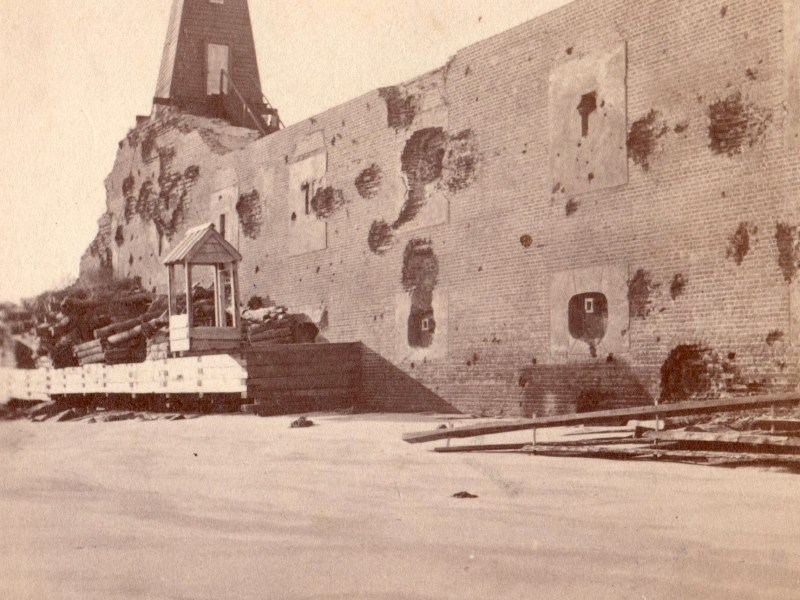Fort Sumter wall damage at the onset of the Civil War