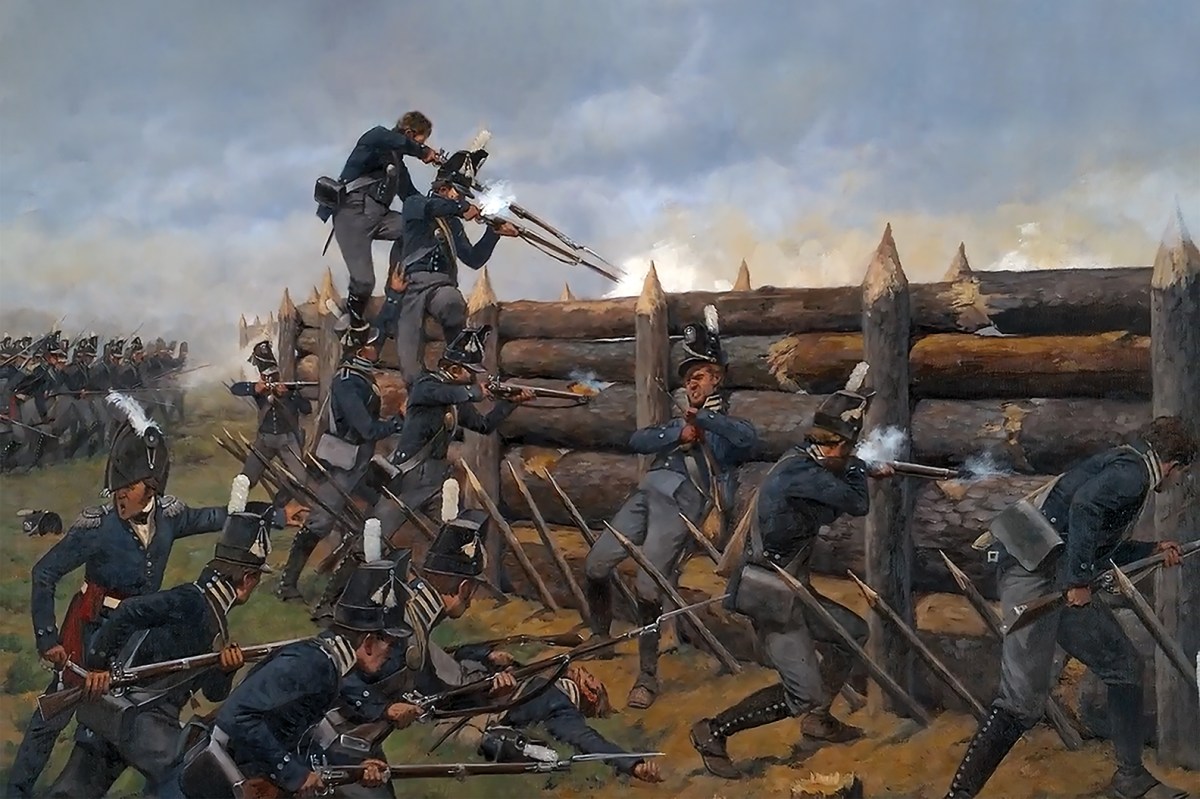 Painting of the 1814 Battle of Horseshoe Bend.