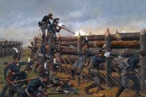 Painting of the 1814 Battle of Horseshoe Bend.
