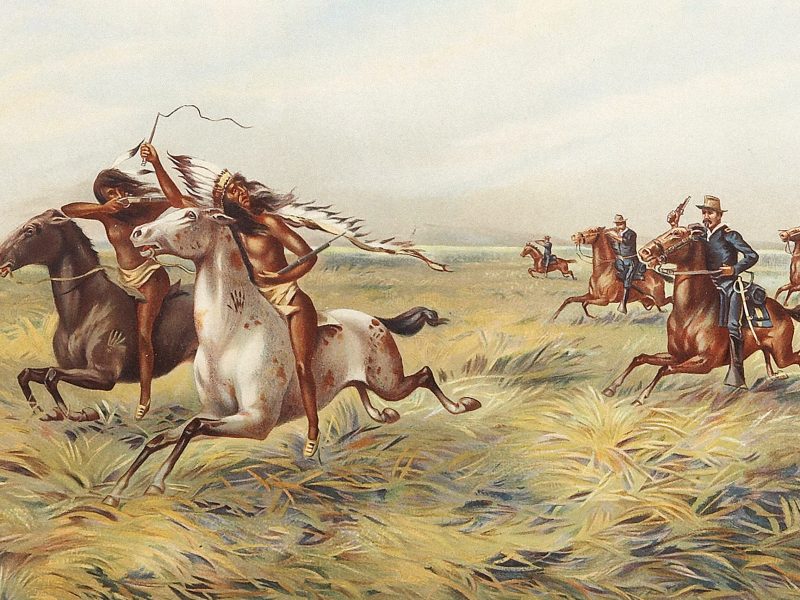 U.S. cavalry pursuing Indians on horseback