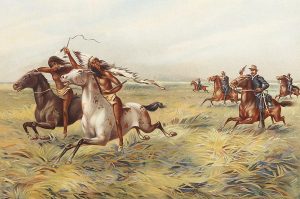 U.S. cavalry pursuing Indians on horseback