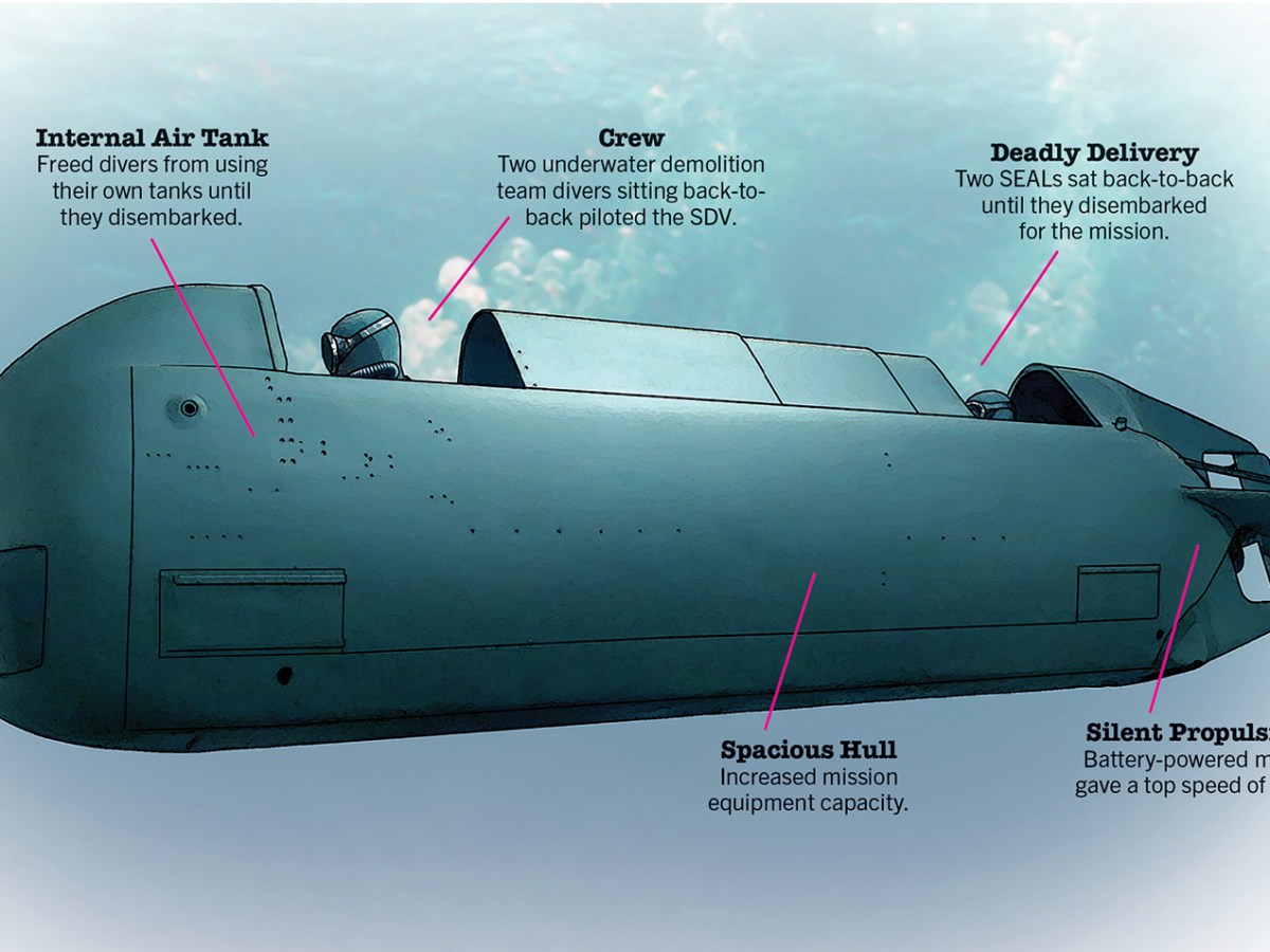 Illustration of a Mark VII Mod 2 SDV, with labels.