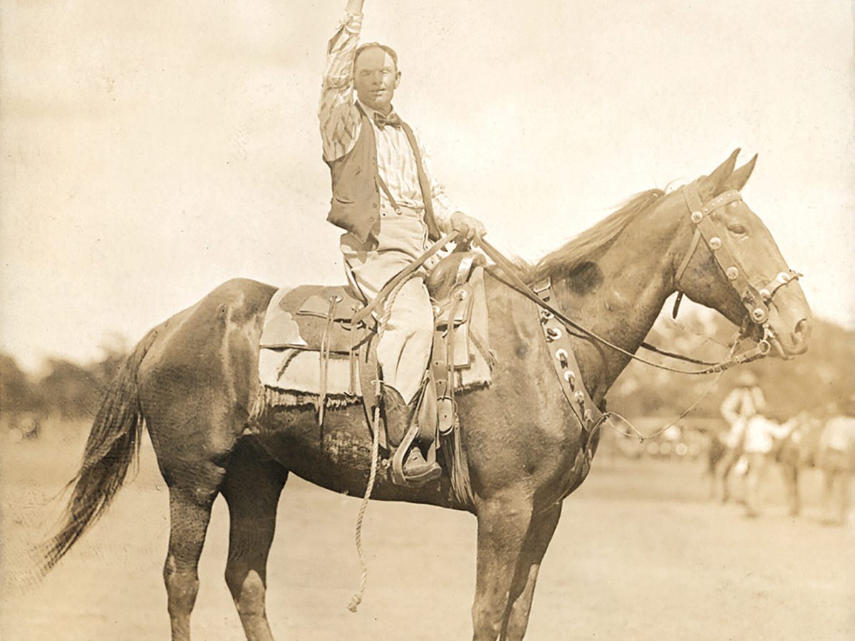 Booger Red Privett on horseback