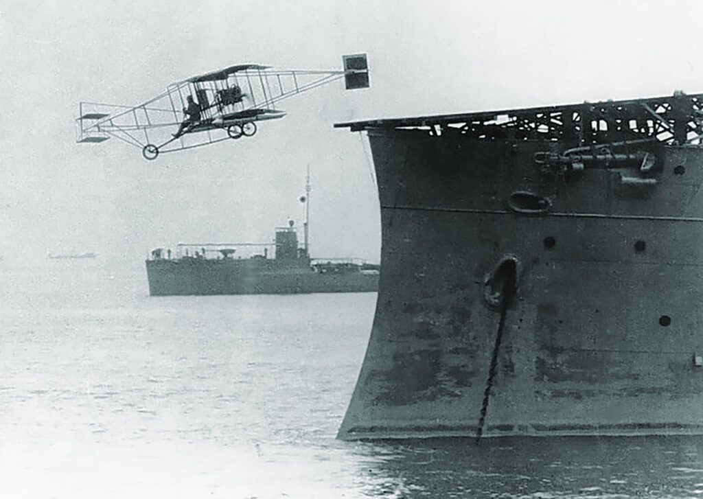 first-airplane-takeoff-warship