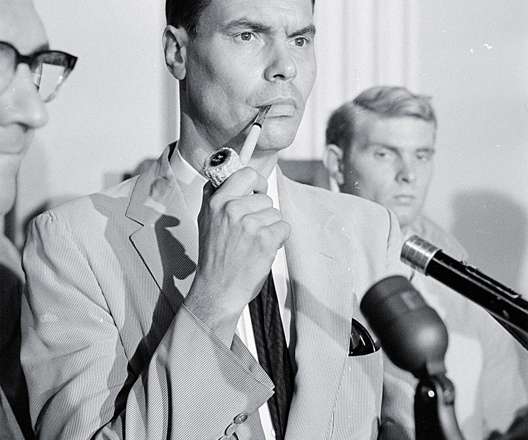 Photo of Neo-Nazi politician George Lincoln Rockwell, at a hearing of the House Un-American Activities Committee, Washington, D.C. 1963.