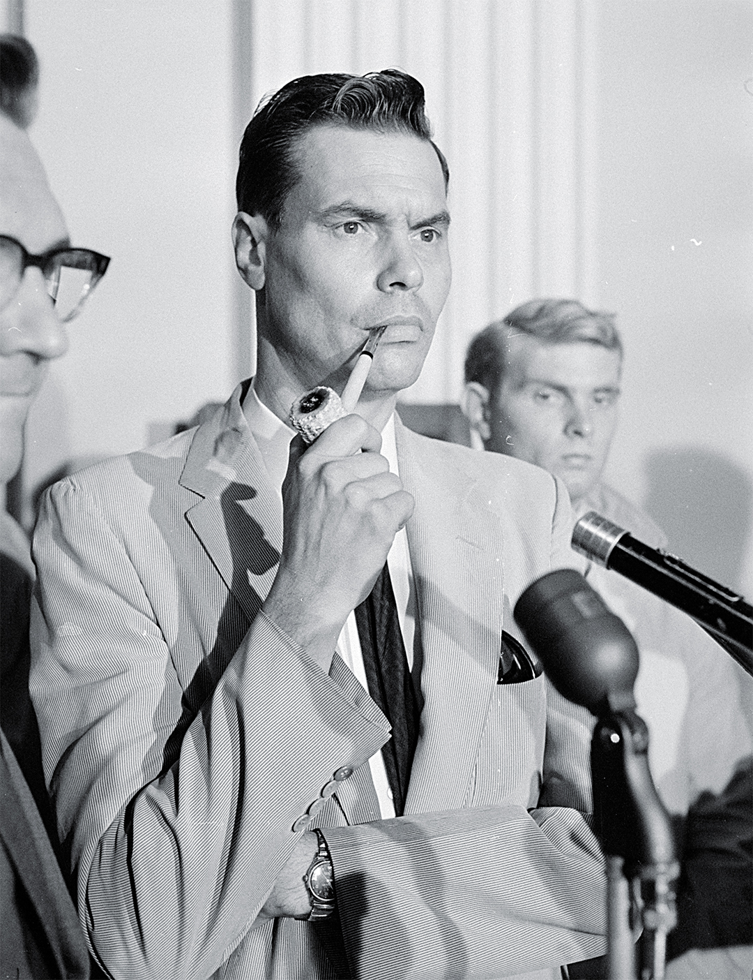Photo of Neo-Nazi politician George Lincoln Rockwell, at a hearing of the House Un-American Activities Committee, Washington, D.C. 1963.